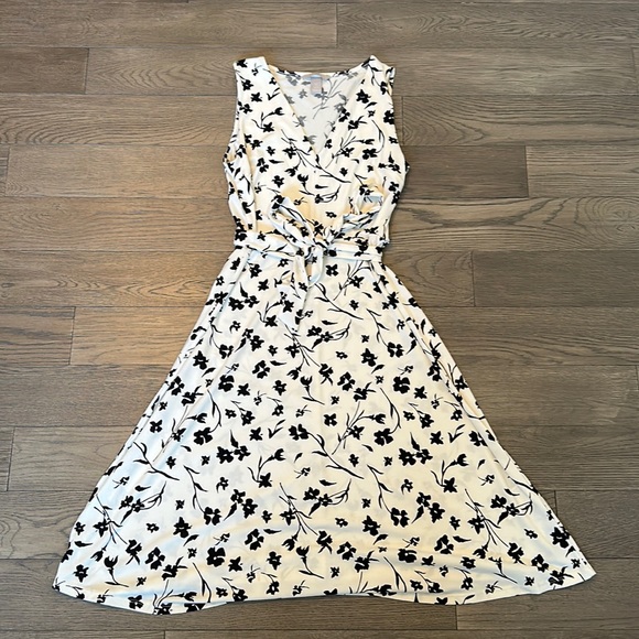 H&M Dresses Hm White With Black Floral Detail Summer Dress Poshmark